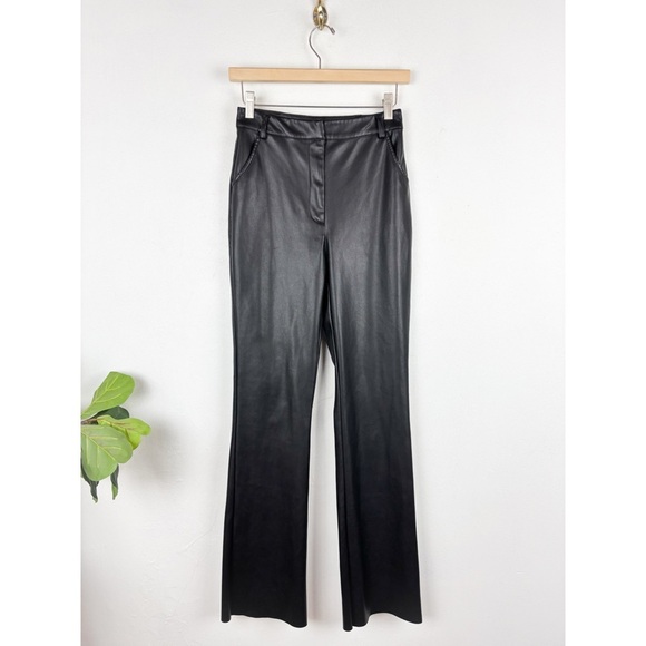 Meshki Tyra Black Straight Leg Faux Leather Pants Sz S - Picture 3 of 11